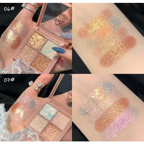 4 Color Glitter Eyeshadow Pallete Shimmer Matte EyeShadow Palette Metallic Shine Diamond Makeup Palette Pigmented Nude Cosmetic