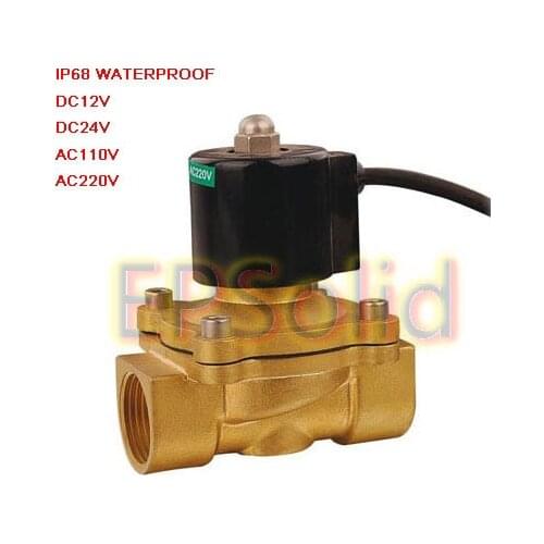 Free Shipping 2/2 Way G1" 220V 12V 24V Underwater Electric Solenoid Valve for Music Fountain IP68 Waterproof Coil