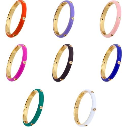 24k Gold-Plated Silver Slim Enamel Ring White Rose Red Green Powder Purple for Women Fashion Fine Jewelry Wedding Small Jewelry