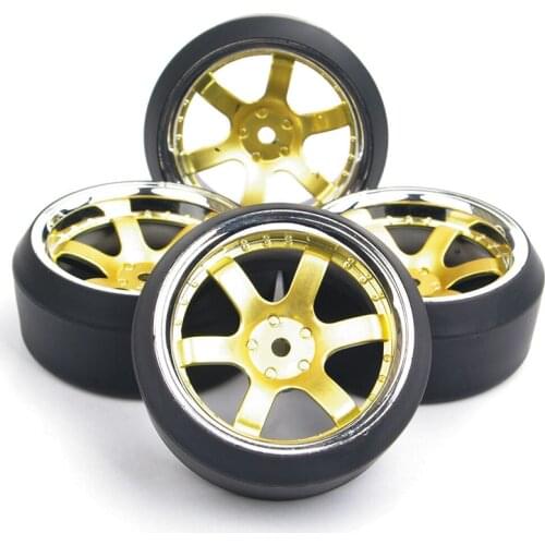 PP0040+PP0370 4Pcs 1/10 12mm Drift Tires and Wheel Rims Hex Fit HSP HPI RC 1:10 On-Road Racing Car