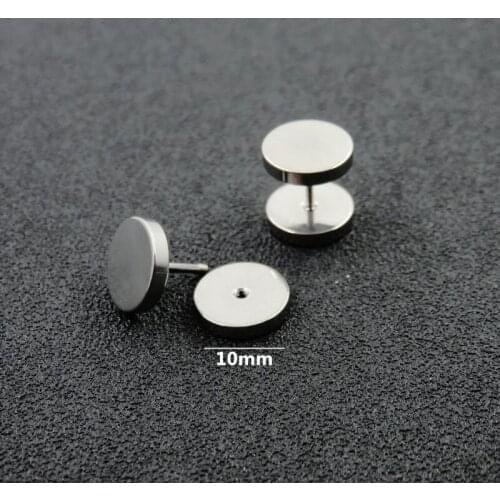 10mm Stainless Steel Earrings Mens Womens Barbell Dumbbell Punk Gothic Stud Earring