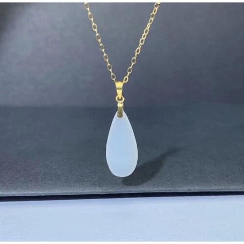 SHILOVEM 18k yellow gold real natural white Jasper pendants Christmas Gift fine Jewelry plant wedding no necklace mymz0918.5666h