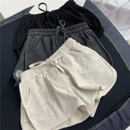 Summer Solid Color Shorts Women Ladies Fashion Elastic Waist Short Pants Girl Casual Cotton Shorts Black Home Shorts For Female