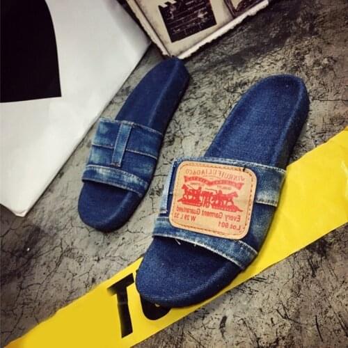 Women Slippers Denim Retro Slides Beach Summer Shoes Home Zapatos Mujer Ladies Flats 2020 Casual Home Platform Female Fashion