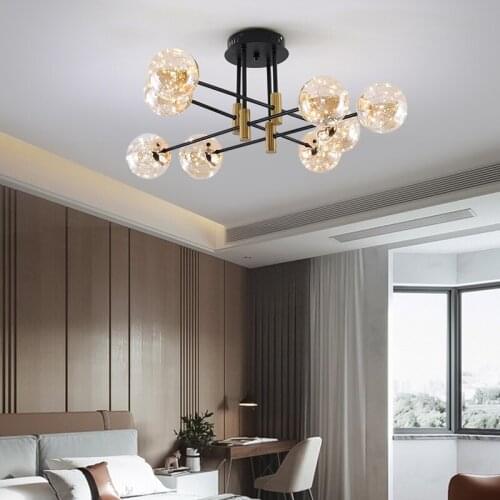 Modern Cognac Color Ceiling Lights Creative Starburst Ceiling Lamp for Bedroom Living Room Store Indoor Art Deco Lighting 48W