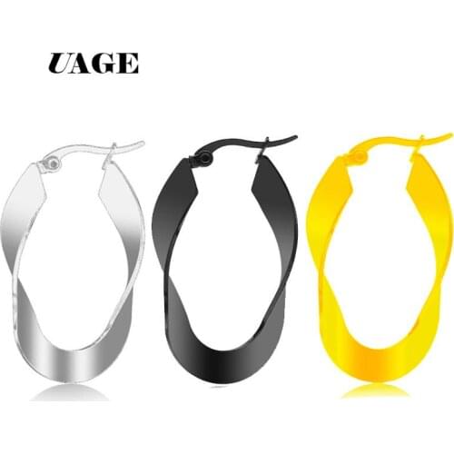 UAGE 2018 New Hoop Earrings Stainless Steel Gold Color Women Jewelry Vintage Earring for Women Mothers Gifts