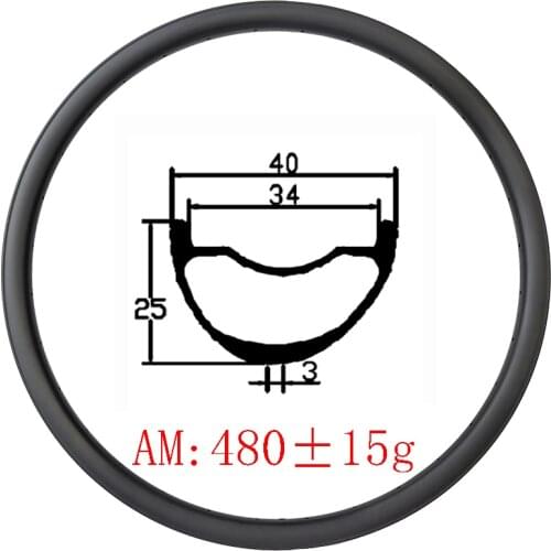 29er MTB AM ENDURO 40mmx25mm asymmetry Hookless carbon rim 40mm wide U-shape Tapeless UD 3K 12K matte glossy mountain wheel bike
