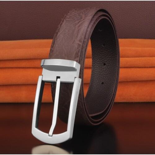 High quality Stainless steel pin buckle belts men genuine leather full grain designer Waist Strap cintos masculinos