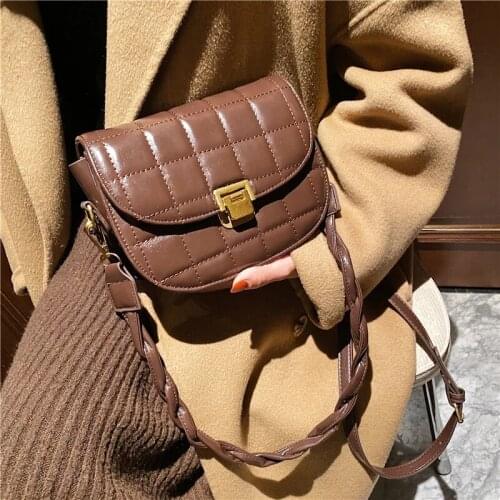 Lattice chain Crossbody Bag 2020 Fashion High Quality PU Leather Womens Designer Handbag Chain Shoulder Black Bag