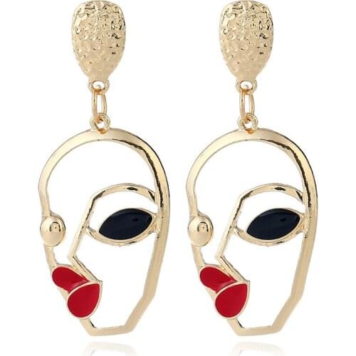 PAGlisten New Fashion Design Metal Hollow Face Earrings Punk Simple For Women party Charm Bijoux Femme