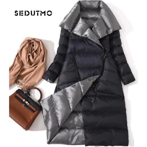 SEDUTMO Winter Plus Size 3XL Ultra Light Womens Down Jackets Long Coat Double Sided Autumn Puffer Jacket ED761