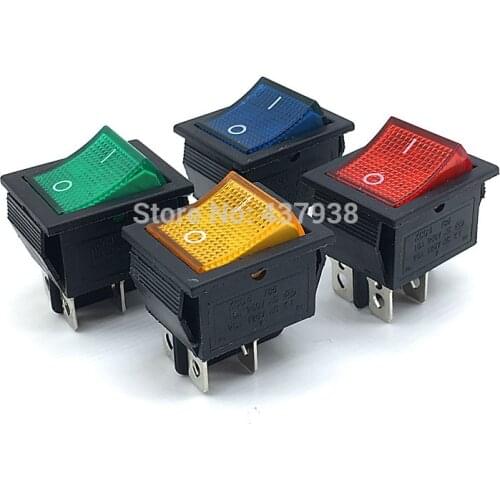 1PC Latching KCD4 Rocker Switch 4 pins with Light 2Position ON OFF 16A 250V/20A 125VAC Power Switch