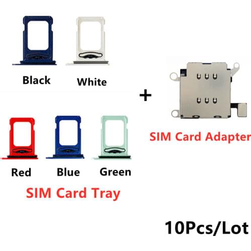 10Pcs/Lot Dual Sim Card Tray Socket Reader Connector Slot Holder Flex Cable Repair Replacement Parts For iPhone 12 Pro
