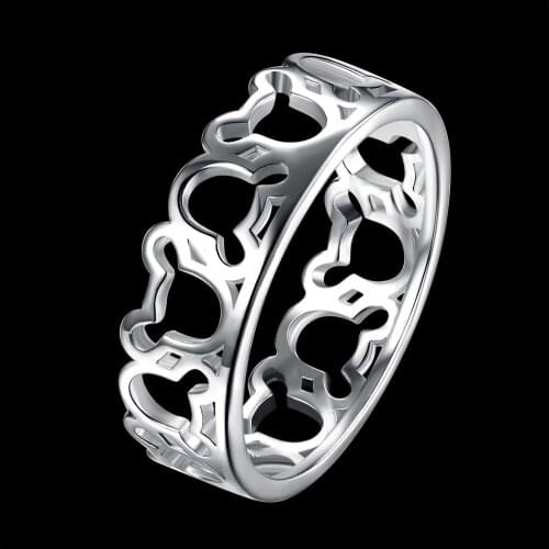 100% 925 Sterling Silver Rings For Women Simple small Mickey size 6/7/8/9 Fashion Party Gifts Girl student wedding Jewelry