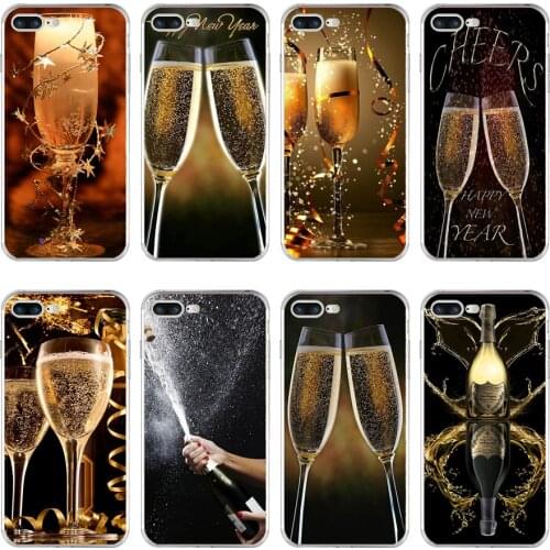 27H Happy New Year Champagne Soft TPU Silicone Cover Case For Apple iPhone 6 6s 7 8 plus Case