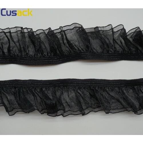 3 yards 2.5 cm Elastic Double Black Mesh Lace Ribbon Trims for Dress Garments Trimmings Applique Home Textiles DIY Crafts Sewing