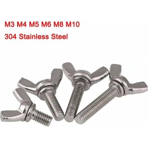 304 Stainless Steel DIN316 Wing Bolts Thumb Screw Butterfly Wing Screws Claw Hand Tighten Screws Bolts M3 M4 M5 M6 M8 M10