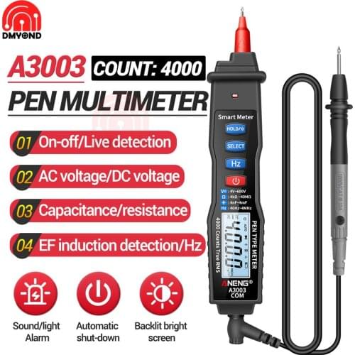 A3003 Digital Multimeter Pen 4000 Counts Non Contact ACV/DCV Electric Handheld Tester Hand-held Digital Multimeter Hz Tester Too