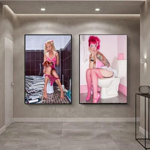 5D DIY diamond embroidery woman, toilet, full diamond painting cross stitch rhinestone mosaic painting bathroom bar decoration