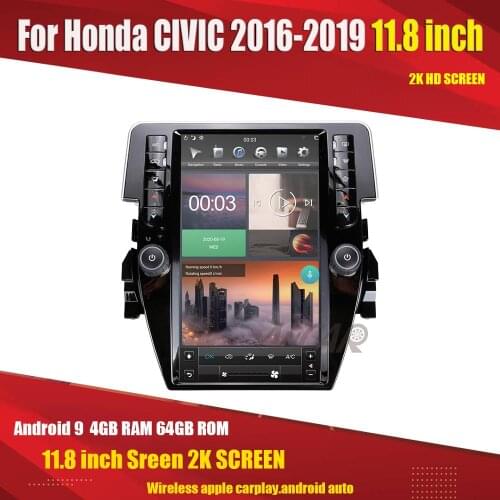 Aucar Tesla Style Android 9 for Honda CIVIC 2016-2019 Multimidia car radio Gps navigation 1 din autoradio stereo player