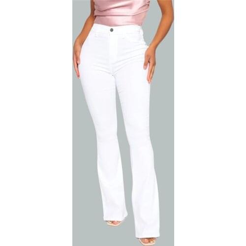White Flared Jeans Women High Waist Casual Denim Trousers Spring Summer Skinny Push Up Cowboy Pants