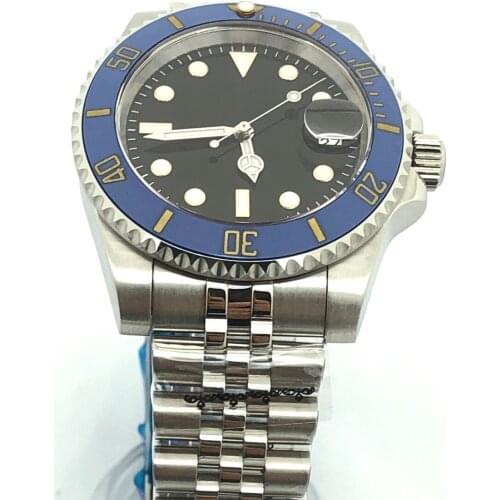 904L stainless steel bracelet watch men mechanical clock casual waterproof men watch sea blue bezel MH35 case dial gold