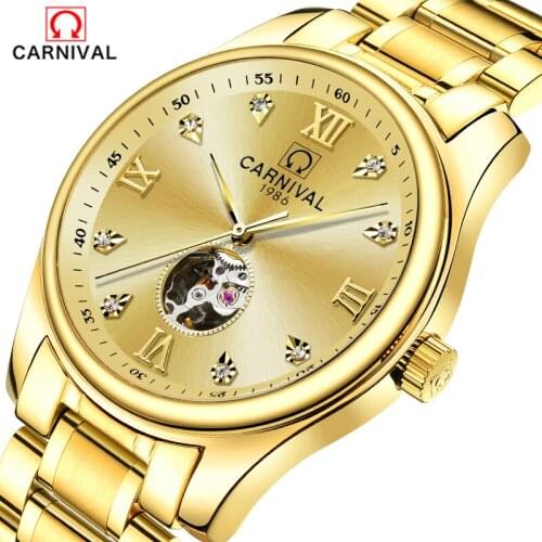 2018 Carnival Men Watches Automatic Self-wind Watch Men Sapphire reloj hombre Skeleton clock Luxury Brand Diamond Switzerland