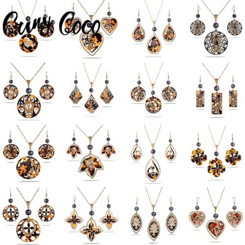 Cring Coco Round Jewelry Sets Alloy Drop Earring Earrings Necklaces Trendy Guam Hawaiian Kiribati Flower Acrylic for Women 2021