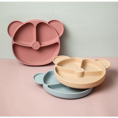 Baby Dinner Plate Feeding Food Tableware Cartoon Bear Children Dishes Eating Dinnerware Kids Anti-fall Dishes