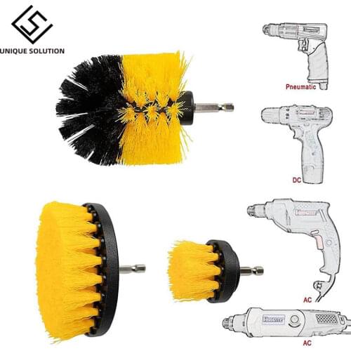 3Pcs/Set 2/3.5/4'' Electric Scrubber Brush Drill Brush Kit Plastic Round Cleaning Brush for Carpet Glass Car Tires Nylon Brushes