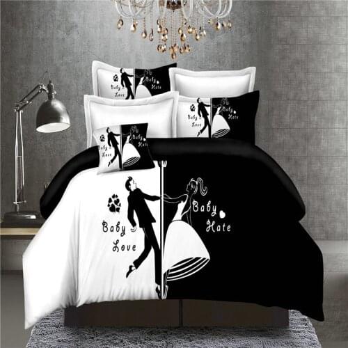 Bedding Set Couples Soft Bedclothes Diagonal Printing Duvet Cover Set with Pillowcases 4pcs Bed Set Home