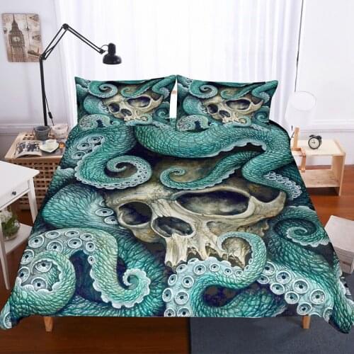 Fanaijia Sugar skull 3d Bedding Sets luxury octopus skull Duvet Cover Bed Set Bedclothes king size bedline comforter set