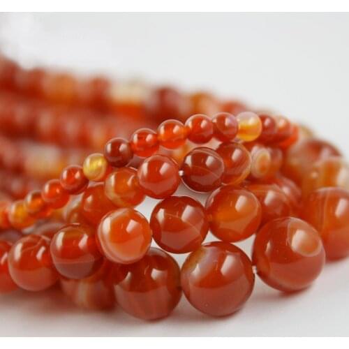 Red Dyed Beads Round Carnelian Selectable 4 6 8 10 mm Natural Stone Spacer Beads 39cm For Jewelry Making Diy Bracelet Necklace