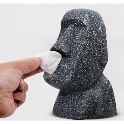 Creative Face Shape Tissue Box Resin Facial Tissue Box Rack 2021 Retro Tissue Storage Holder Home Decor for Desk