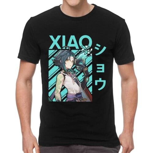 Xiao Genshin Impact Manga T-shirt Men Fashion T Shirts Short Sleeve Japan Anime Game Tshirt Cotton Tee Top Clothes