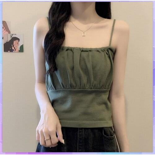 Sexy Tank Tops Women Camisole Female Solid Square Collar Basic Camis Ladies Vest Sleeveless Backless Tops Summer Strap Shirt