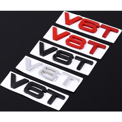 3D Metal V6T V8T Logo Emblem Badge Decals Car Body Stickers For Audi RS Sline S3 S4 S5 S6 S7 S8 A4L A5 A6L A3 A4 A7 Q3 Q5 Q7 B6