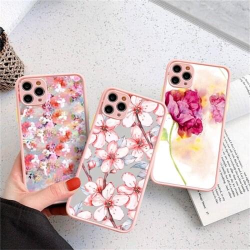Fashion Rose Cherry Flowers Case For iPhone 11 12 Pro XS Max 7 8 Plus X XR 12 Mini SE 2020 Hard PC Camera Protection Back Cover