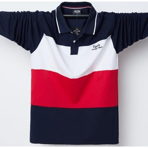 Oversized Men Polo Shirt 2021 Men Big Tall Long Sleeves Top Tees Cotton Male Large Tee Autumn Fit Slim Patchwork Polo Shirts