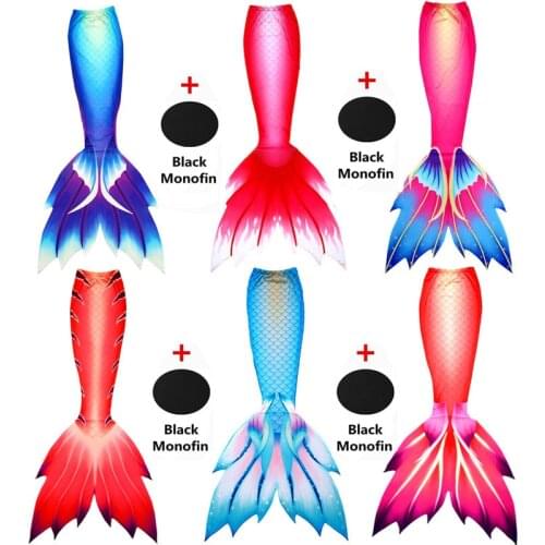NEW Arrival! 2pcs/Set Adult Women Men Mermaid Tail With Black Monofin Vacation Swimmable Costumes Swimsuits Beach Fancy Tails