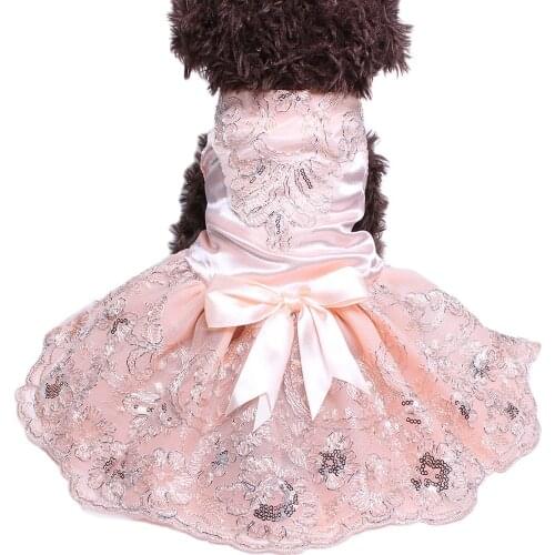 Dog Cat Wedding Dress Tutu Princess Pet puppy Dresses Embroidery&Bow Clothes Apperal 3 colours