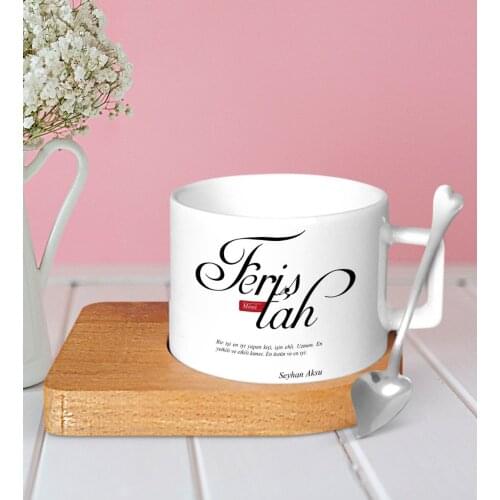 Personalized Mânâ Feriştah Wood Altlıklı Ceramic Fincan-1