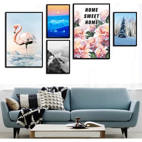 Self-adhesive nordic poster Canvas Painting for Living Room white black painting on wall modern picture wall sticker home decor