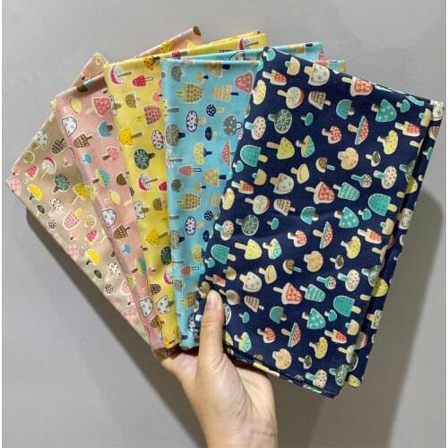 45*145cm Printed Twill Cotton Fabric Mushroom Pattern Designer Fabric DIY Kids Wear Cloth Make Bedding Quilt Sewing Decoration