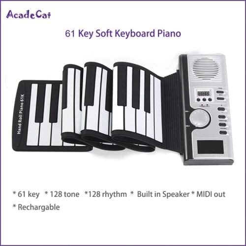 Roll Up MIDI Flexible Piano 61 Keys Silicone Portable Foldable Soft Keyboard Electronic Piano