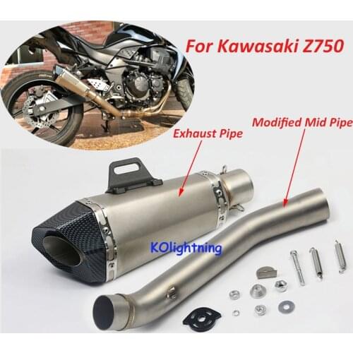 Motorcycle Exhaust Muffler Pipe Slip on Connect Pipe Stainless Steel Whole Set Full Exhaust System For Kawasaki Z750 2007-2013