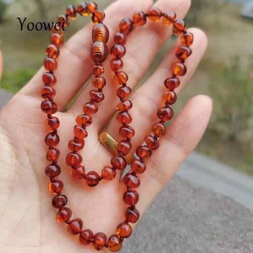 Yoowei Baby Natural Amber Necklace Handmade Knoted Baroque Style 100% Real Original Amber Beads Women Amber Jewelry Wholesale