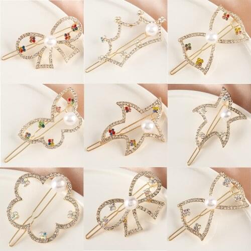 Sweet Style Crown Starfish Hair Clip Hairpins Alloy Round Star Hairgrip Barrette Girls Woman Headwear Butterfly Hair Accessories