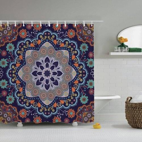 Dafield Shower Curtain Mandala Boho Fabric Ethnic Indian Oriental Colorful Vintage Floral Decoration Bathroom With Hooks