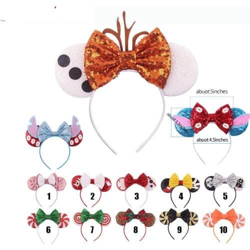 1Pcs Girls Headband New Glitter Minnie Ears Headband Women Fashion Bunny Ear Sequin Bow Hair Band Hair Accessories